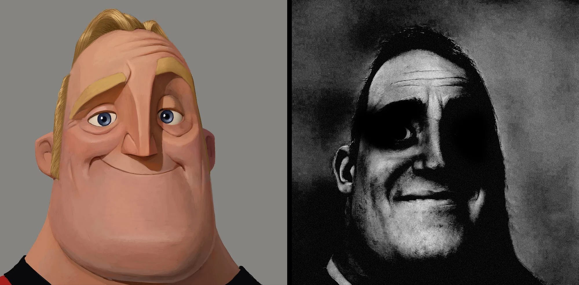 Mr. Incredible going from Happy to Sad